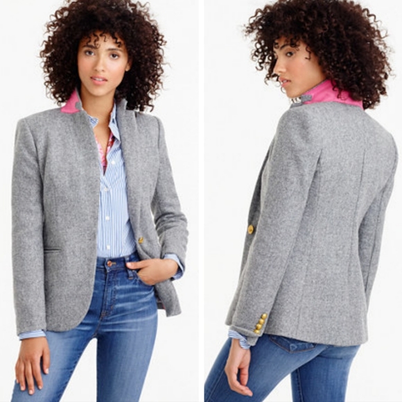J. Crew Blazer Cambell Donegal Wool Blazer Jacket Grey Gray 6